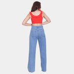 Load image into Gallery viewer, High Waist Wideleg Distressed Jeans